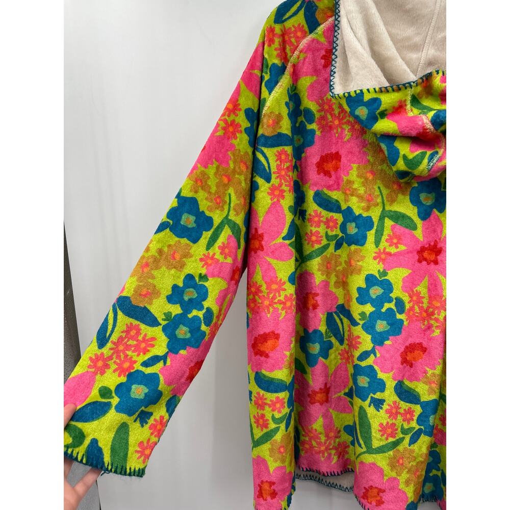 Natural Life Floral Blanket Style Hoodie One Size Oversized Boho Cozy Pullover - Picture 7 of 7
